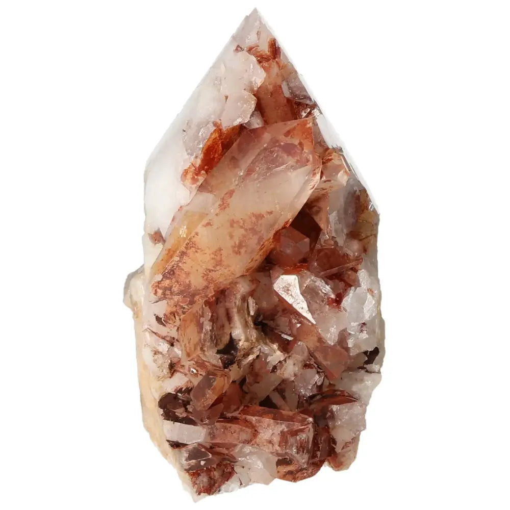 Polished Tangerine Quartz Point crystal with vibrant hue, symbolizing creativity and vitality, from Sylvia Crystals.