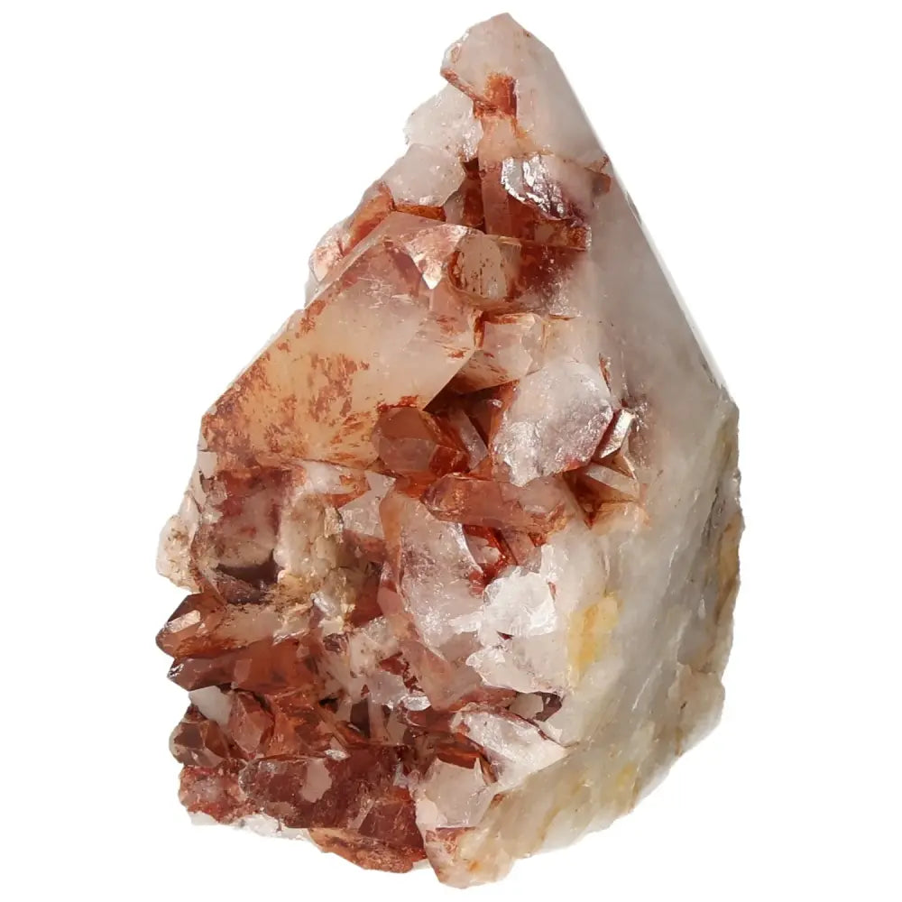 Polished Tangerine Quartz Point crystal from Sylvia Crystals, showcasing vibrant tangerine hues and a luxurious polished finish.