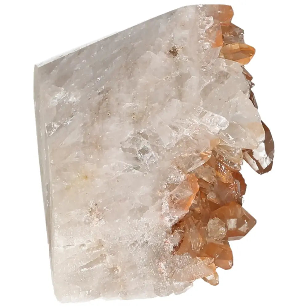 Polished Tangerine Quartz Point with vibrant natural iron inclusions from Sylvia Crystals, capturing energy and transformation.