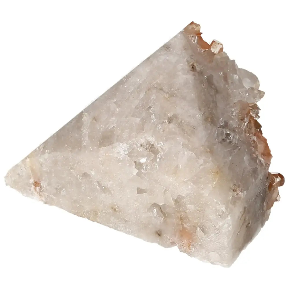 Close-up of a Polished Tangerine Quartz Point from Sylvia Crystals, showcasing its natural tangerine hue and vibrant glow.