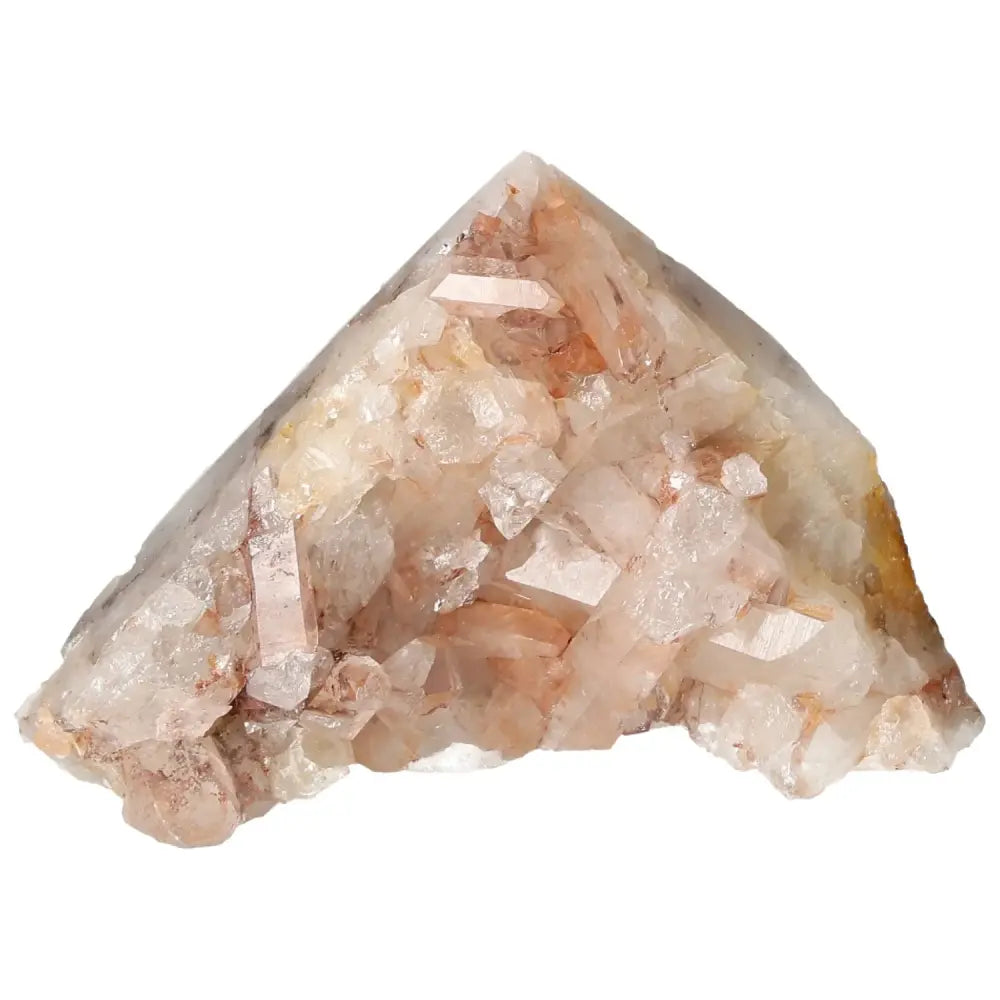 Polished tangerine quartz point with radiant hues for energy healing, from Sylvia Crystals.