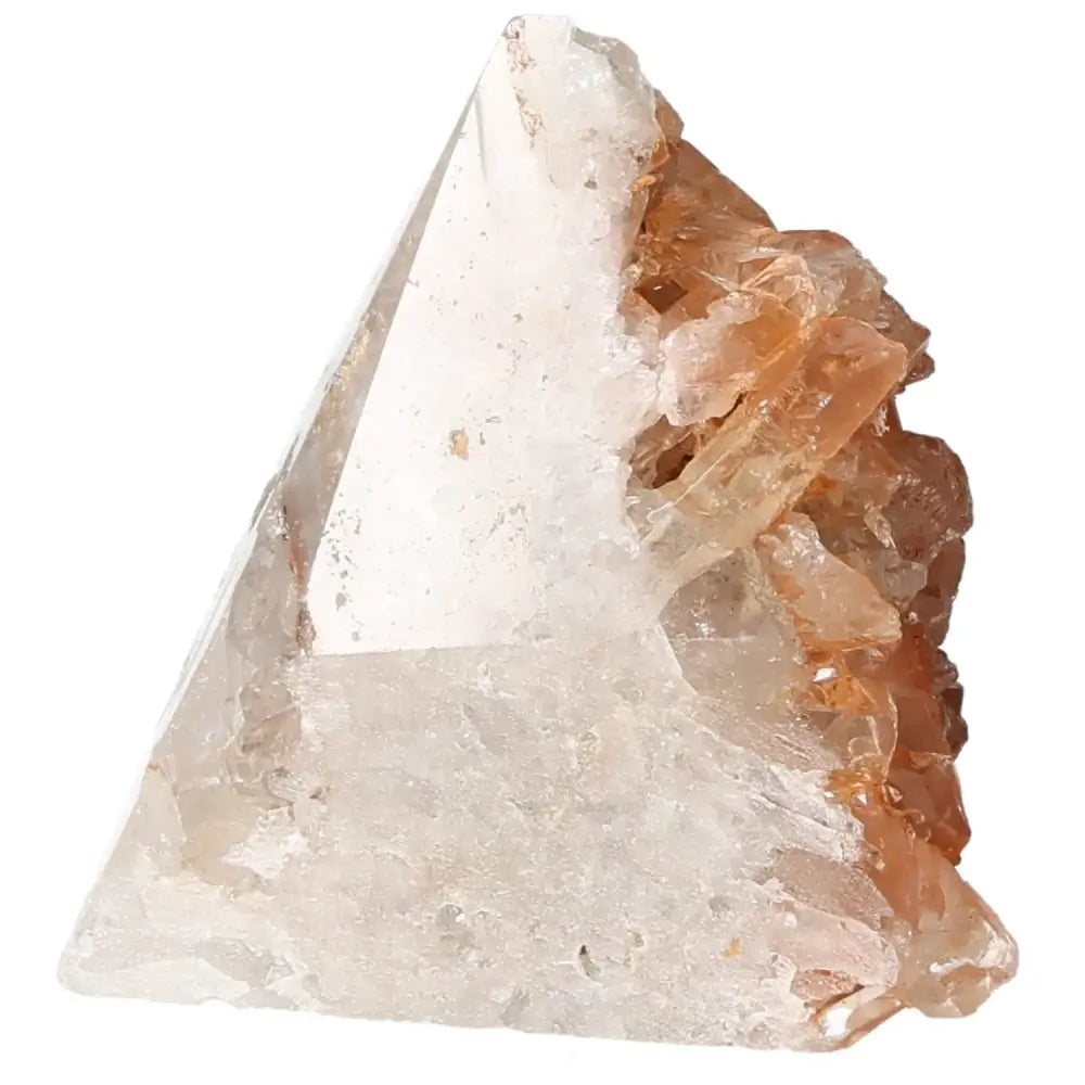 Polished Tangerine Quartz Point from Sylvia Crystals, showcasing vibrant orange hues and smooth finish, enhances and rejuvenates spaces.