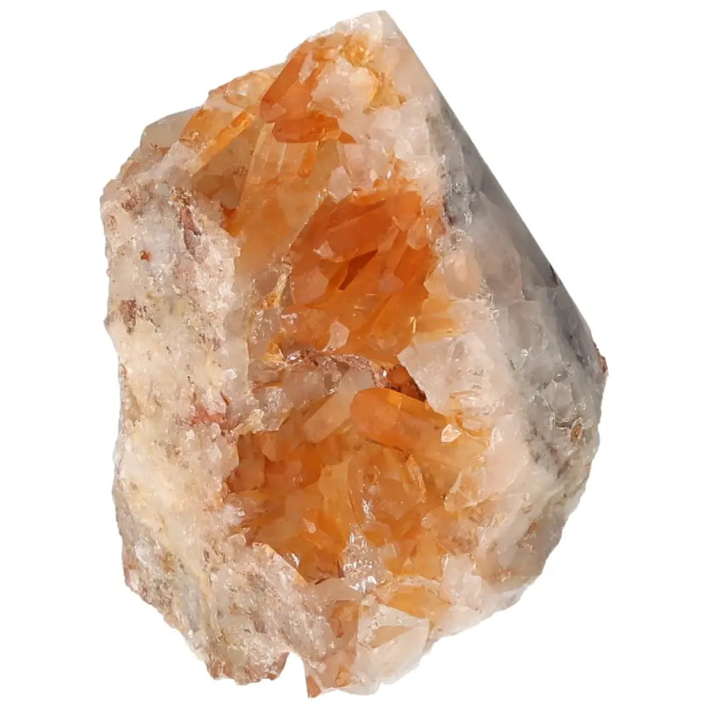 Polished Tangerine Quartz Point with lustrous orange hues, a luxury crystal centerpiece from Sylvia Crystals.