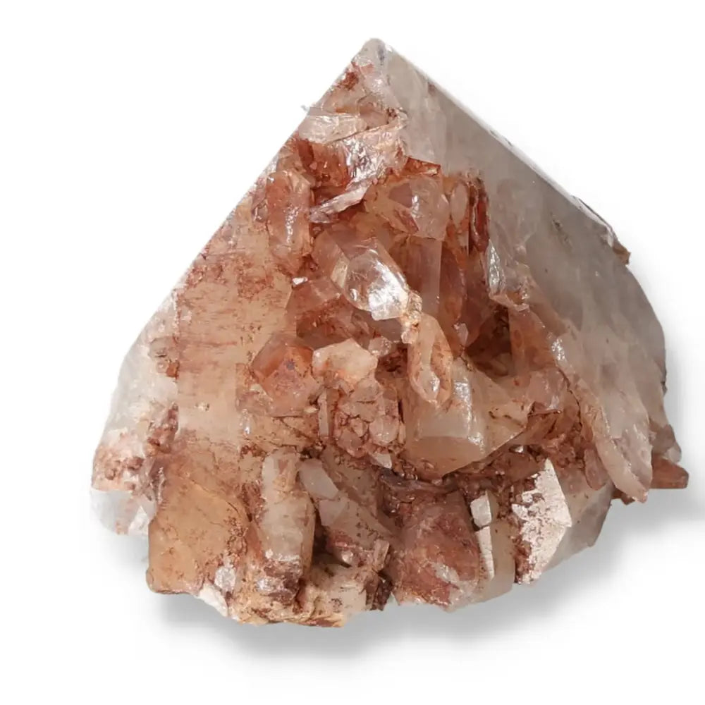 Polished Tangerine Quartz Point showcasing its radiant hue, a luxury crystal for spiritual harmony and contemporary elegance.