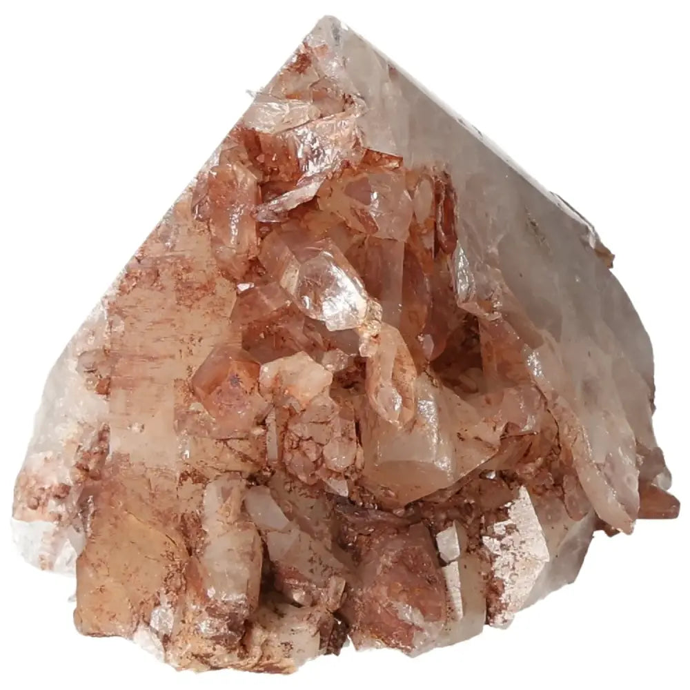 Polished Tangerine Quartz Point by Sylvia Crystals, luxurious crystal with radiant hue for spiritual harmony and elegance.