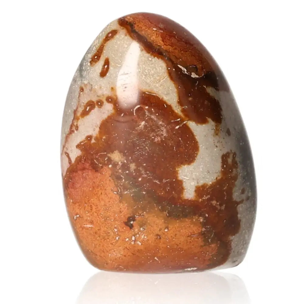 Polychrome Jasper Free Form gemstone with vibrant red, orange, and brown swirls, showcasing "Desert Jasper" allure.
