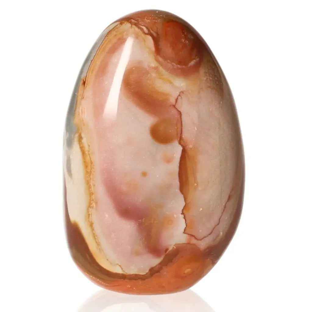 Polychrome Jasper Free Form gemstone with vibrant reds, oranges, browns, and yellows, showcasing its dynamic energy and natural allure.