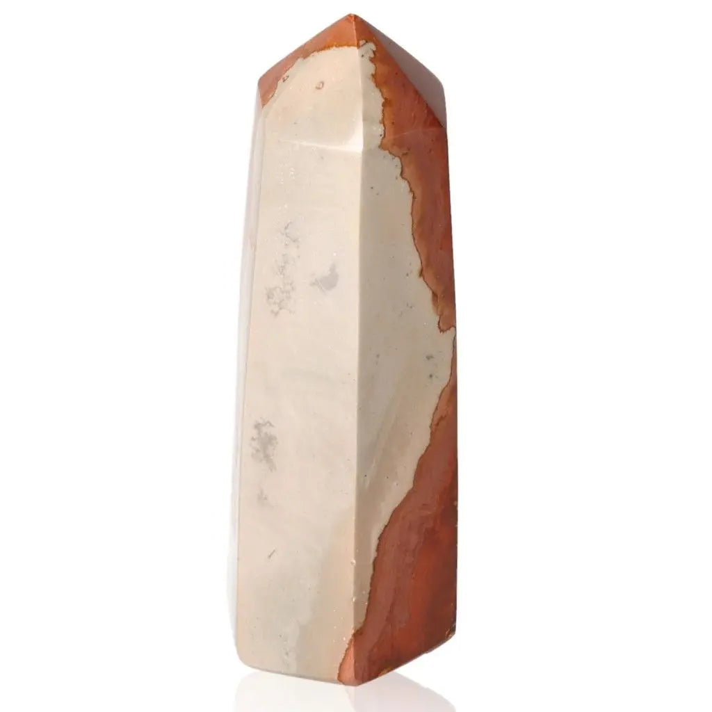Polychrome Jasper Tower stone with vibrant desert hues, showcasing intricate natural patterns and metaphysical beauty; also known as Desert Jasper.