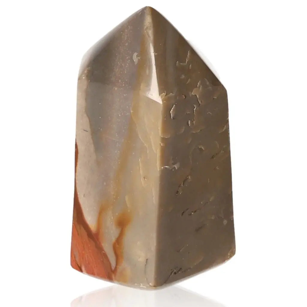 Polychrome Jasper Tower with vibrant red, orange, and brown colors, showcasing nature's artistry in a stunning stone formation.