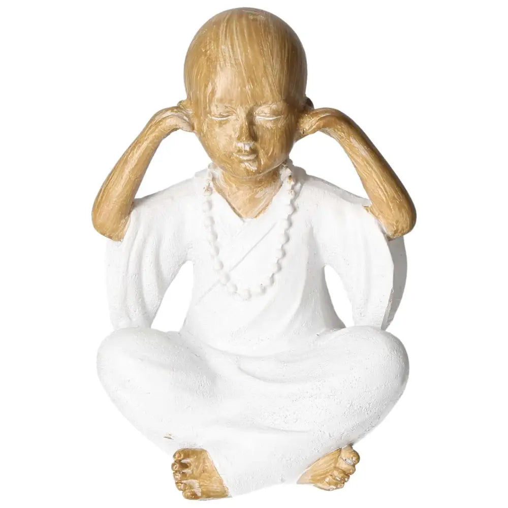 Elegant Monk Made Of Poly 1 sculpture from Sylvia Crystals, symbolizing the fusion of spirituality and modern design, in serene pose.