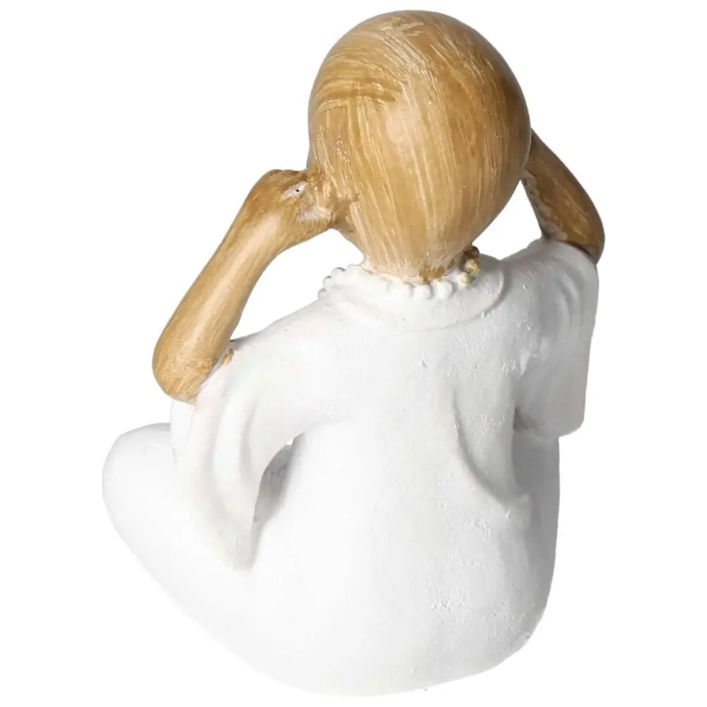 Back view of Monk Made Of Poly 1 figurine, showcasing detailed craftsmanship and serene design from Sylvia Crystals collection.