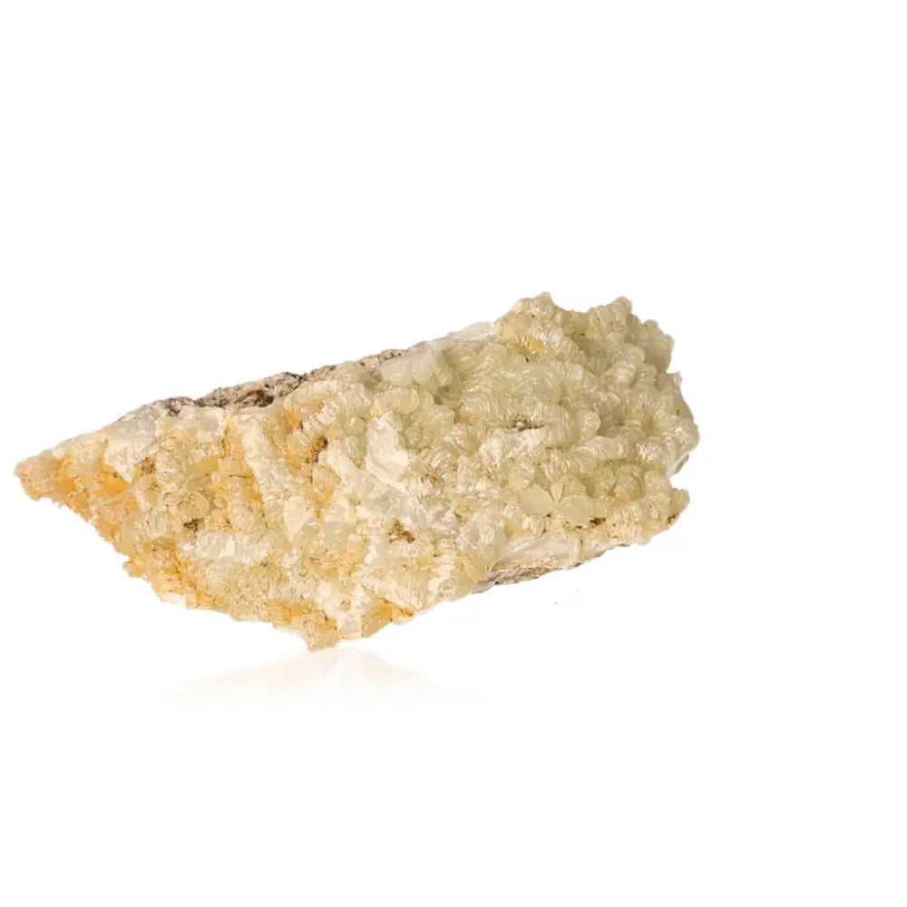 Prehnite Druze gemstone with pale green crystals, known for promoting inner peace, spiritual growth, and harmony.