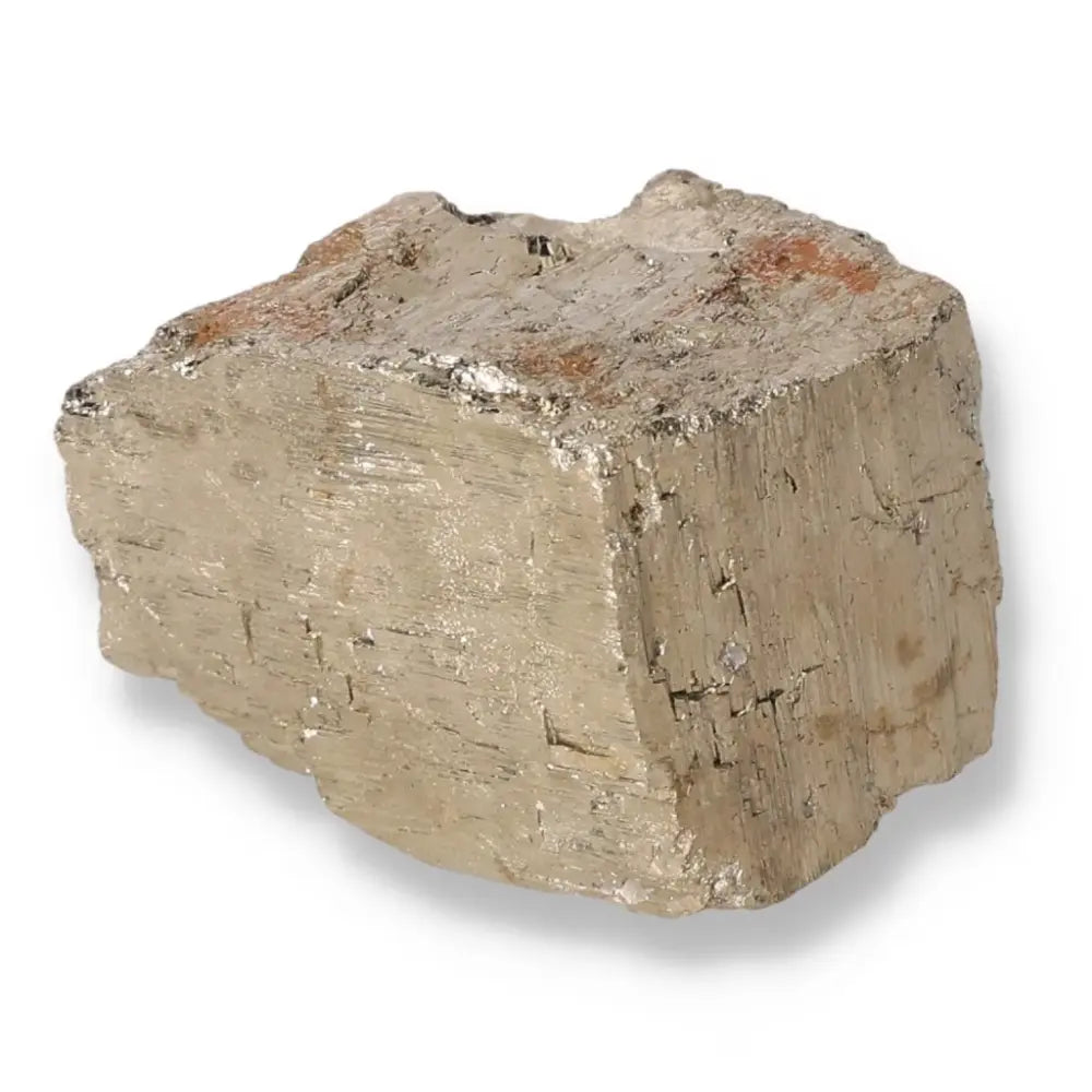 Pyrite mineral with golden hue and metallic luster, known as Fool's Gold. Represents abundance and prosperity, attracting wealth and success.