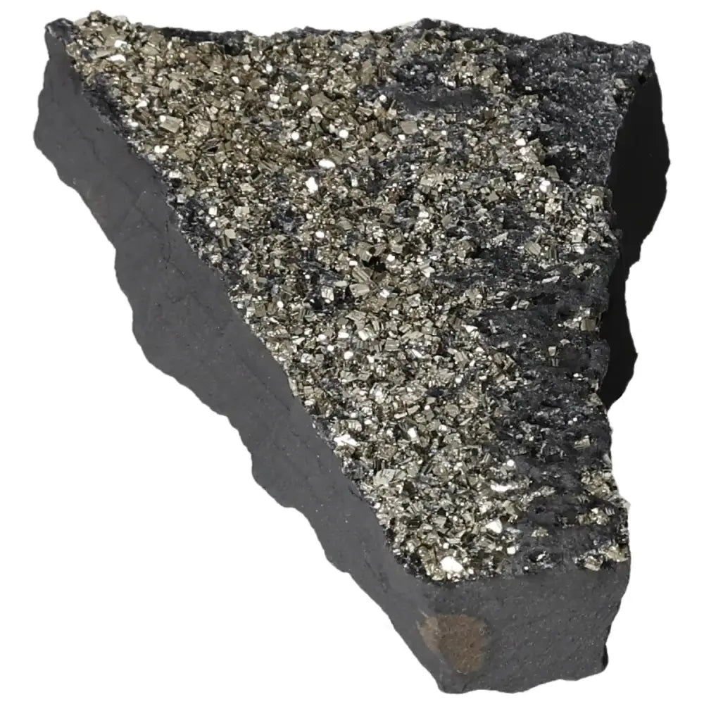 Pyrite with Basalt crystal from Sylvia Crystals, showcasing sparkling pyrite atop dark basalt.