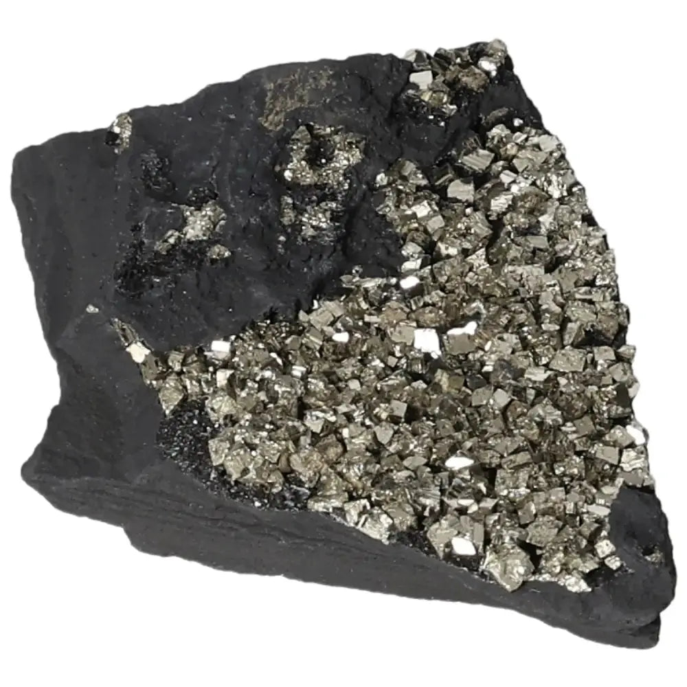 Handpicked Pyrite with Basalt crystal from Sylvia Crystals for spiritual empowerment and growth.