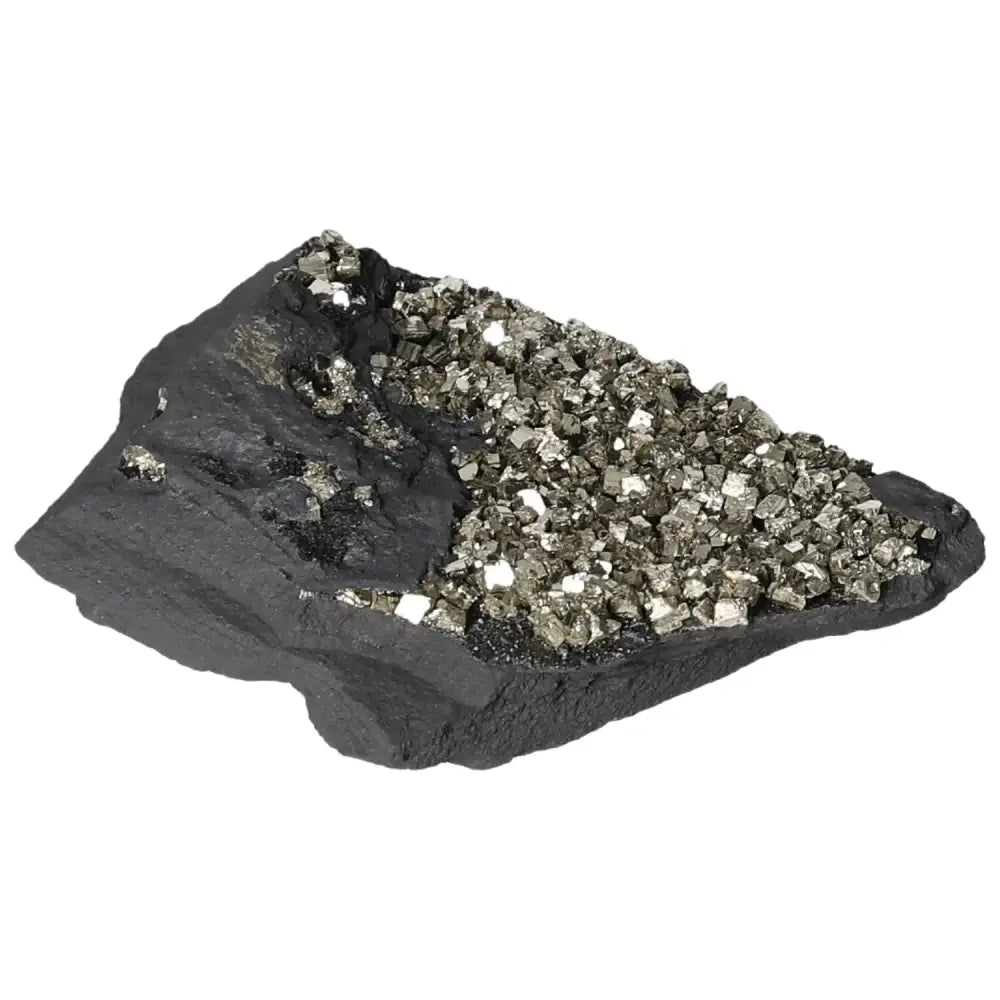 Pyrite with Basalt crystal, enhancing spiritual growth and personal empowerment, known for instilling confidence and independence.