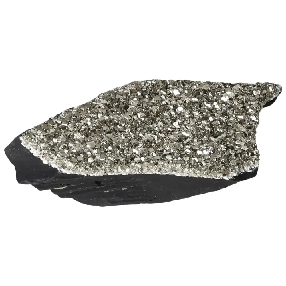 Pyrite With Basalt crystal, premium Sylvia Crystals product, symbolizes resilience and growth. Enhances self-sufficiency and courage.