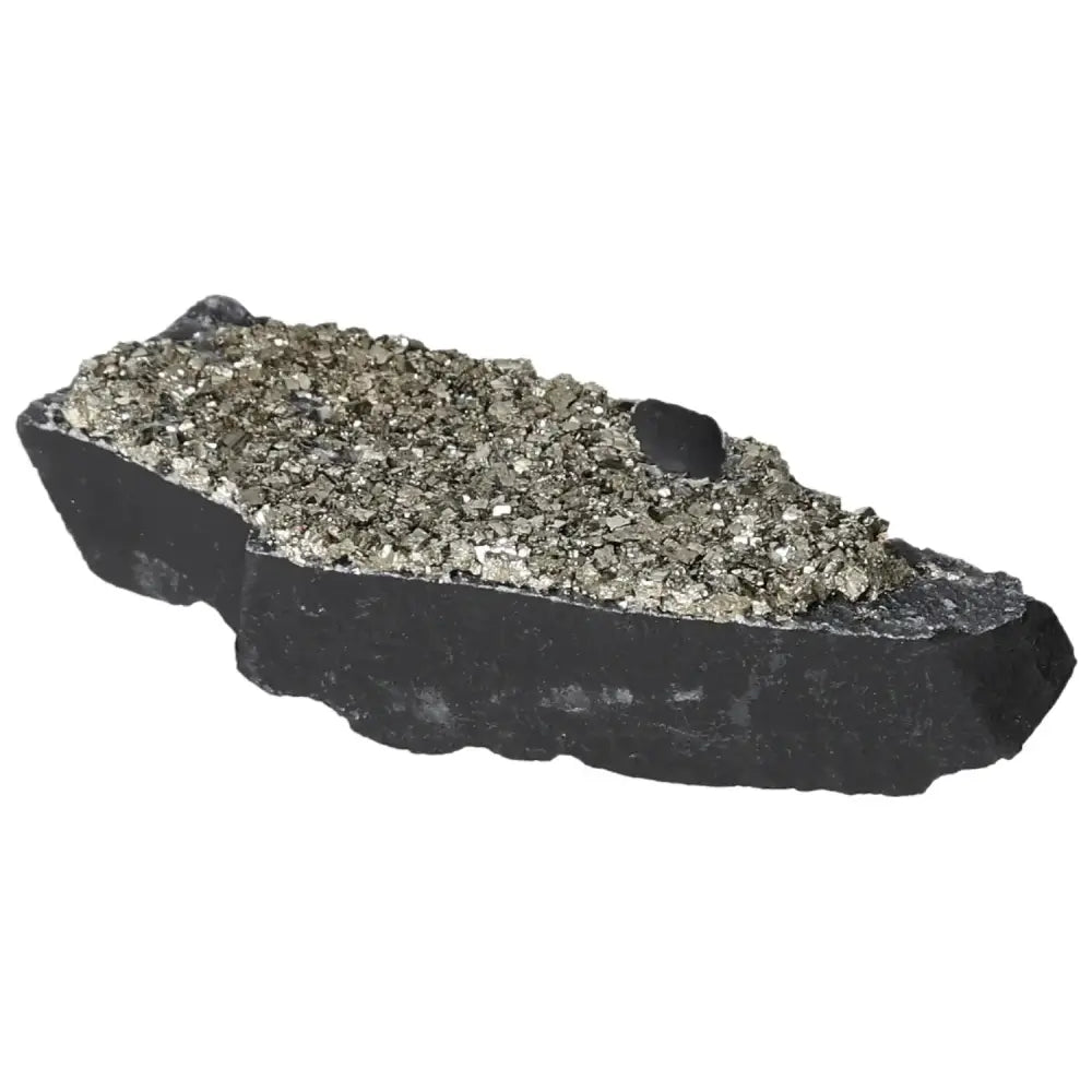 Premium Pyrite With Basalt crystal, featuring a blend of golden pyrite and dark basalt, ideal for crystal enthusiasts and collectors.