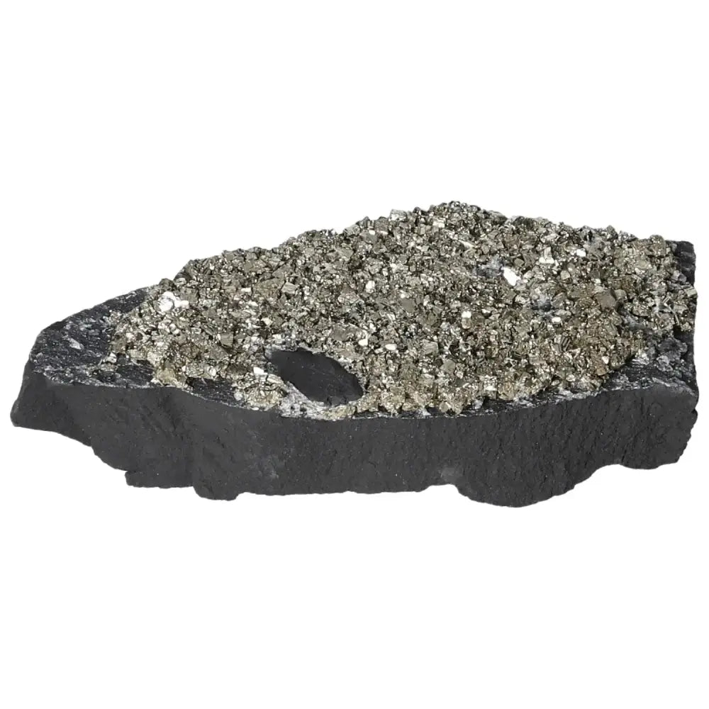 Pyrite With Basalt crystal, showcasing golden pyrite against dark basalt, ideal for crystal enthusiasts seeking unique metaphysical properties.