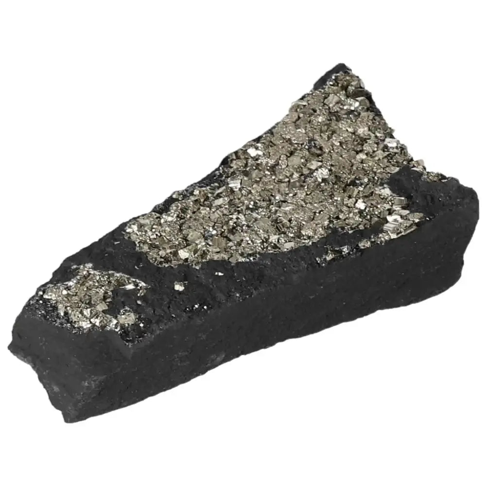 Pyrite with Basalt gemstone from Sylvia Crystals, promoting personal growth, creativity, and confidence.