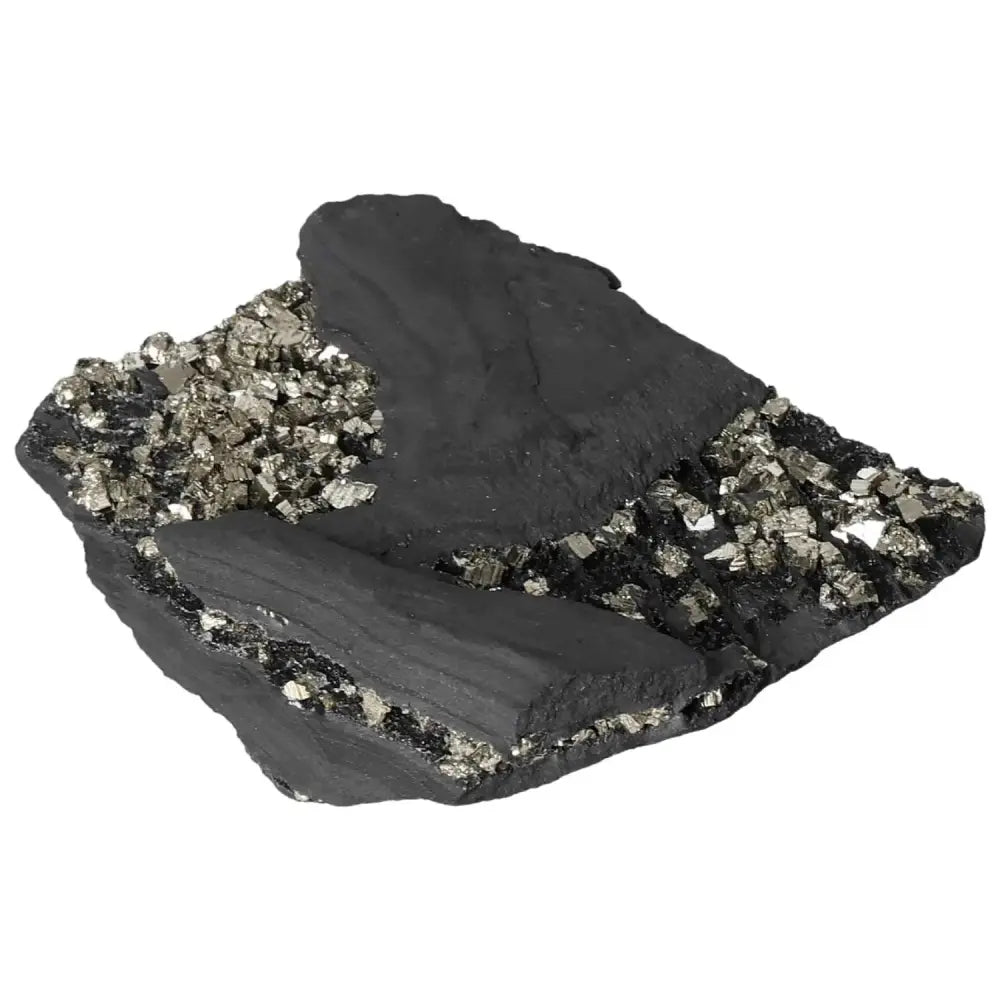 Premium Pyrite With Basalt gemstone, curated by Sylvia Crystals, showcasing its elegant structure and shimmering pyrite deposits.