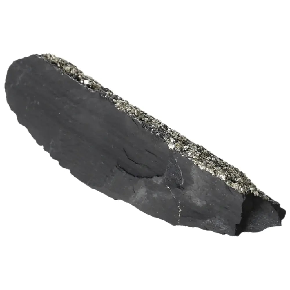 Elegant Pyrite with Basalt crystal from Sylvia Crystals, showcasing the luxury blend of pyrite's radiance and basalt's grounding essence.