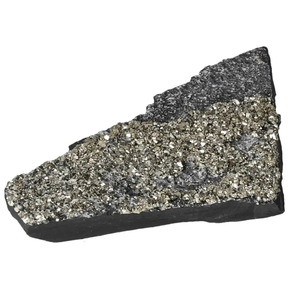 Pyrite with Basalt crystal, shimmering with a golden hue, ideal for promoting confidence and personal growth.