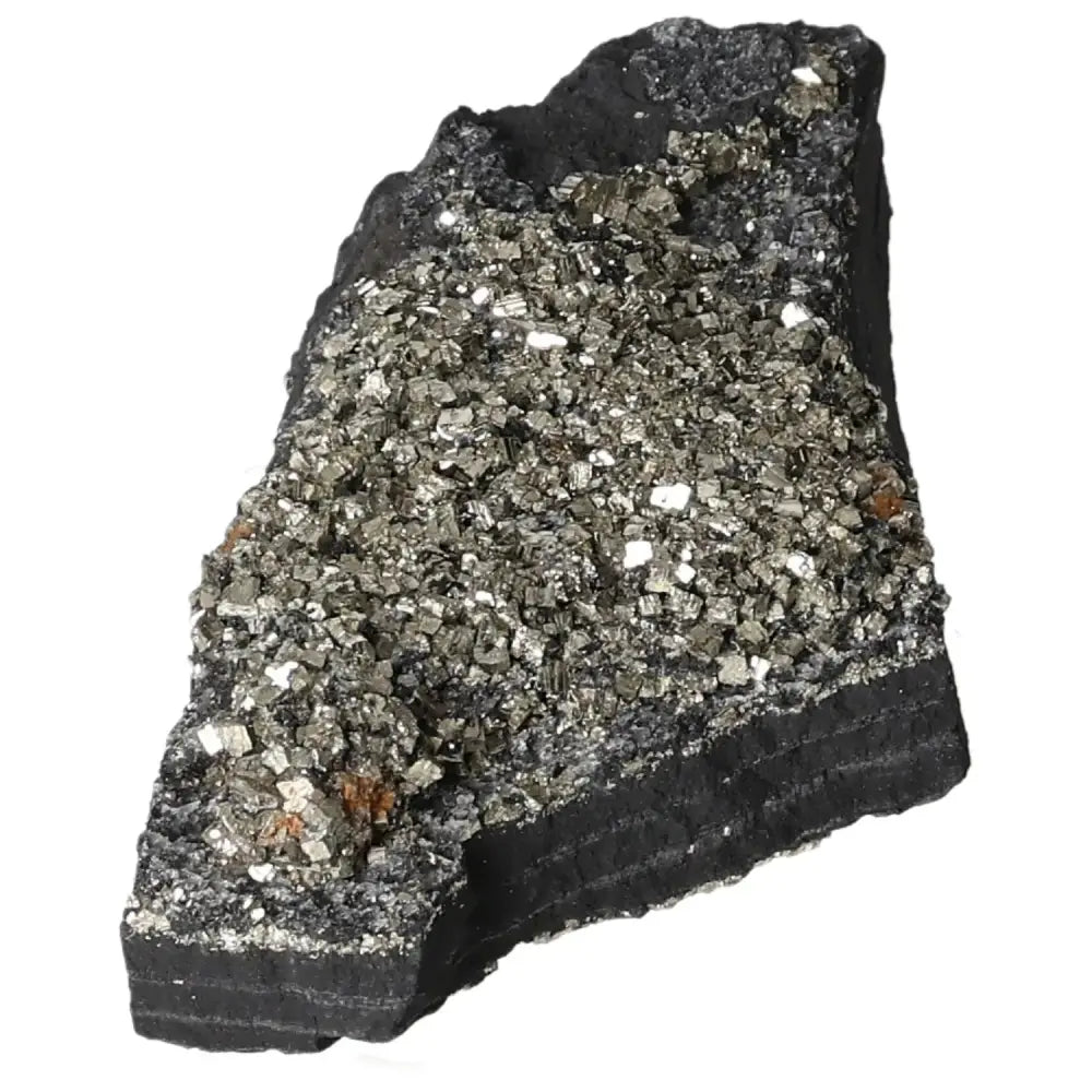 Pyrite with Basalt crystal, a luxurious mineral duo from Sylvia Crystals, enhancing transformation and empowerment.