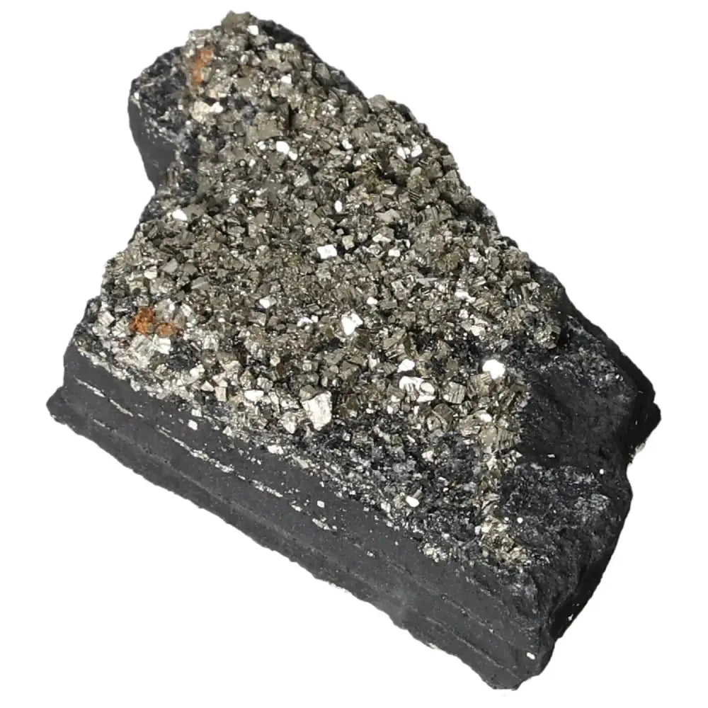 Pyrite with Basalt crystal, embodying luxury and spirituality, from Sylvia Crystals' premium collection.