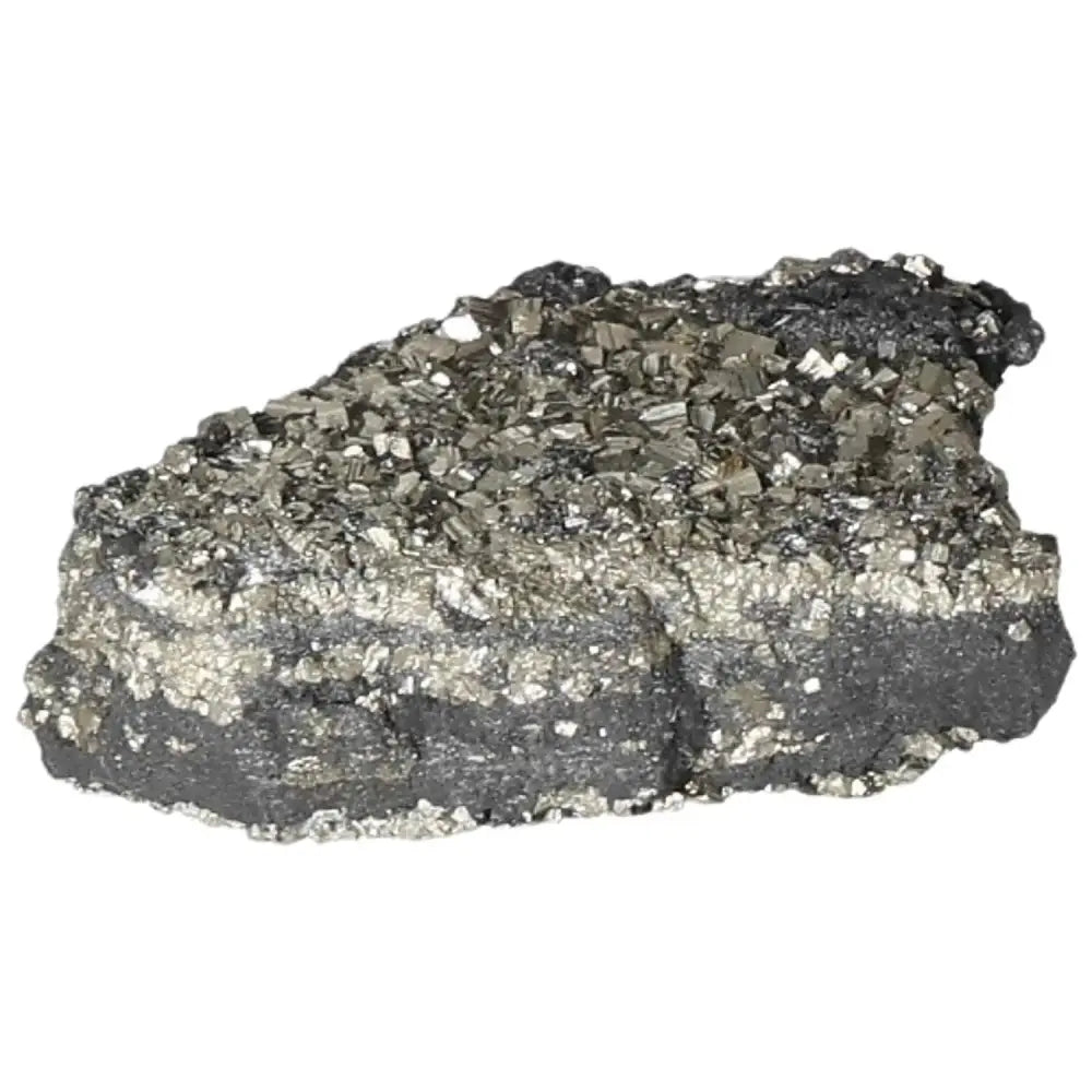 Pyrite with Basalt crystal, symbolizing wealth and courage, from Sylvia Crystals collection.