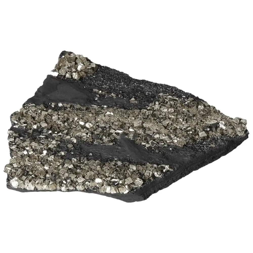 Shimmering Pyrite With Basalt crystal from Sylvia Crystals, symbolizing luxury and personal growth, perfect for spiritual elevation.