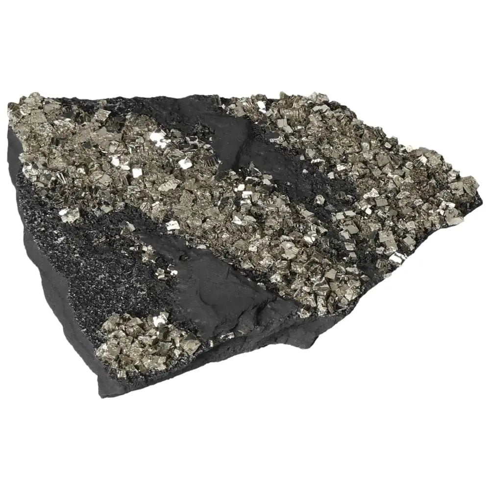 Premium Pyrite With Basalt stone from Sylvia Crystals, symbolizing luxury and spiritual growth, handpicked for quality.