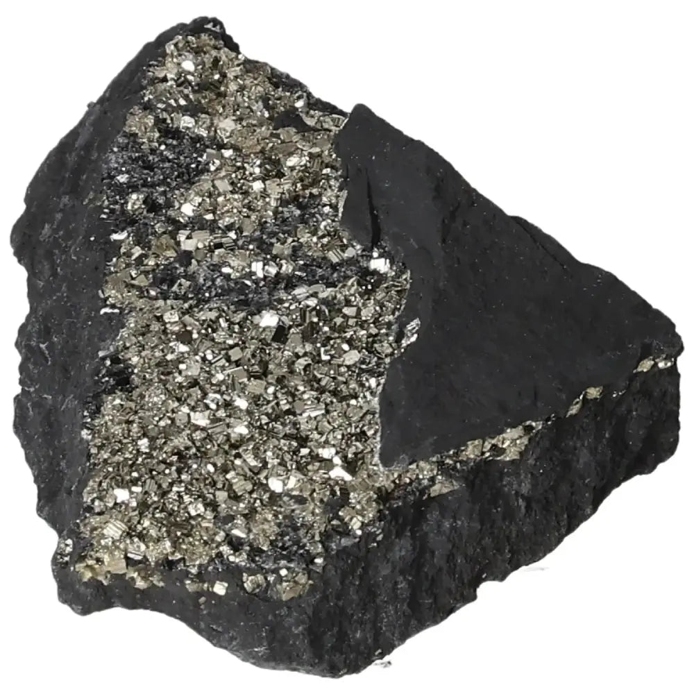 Stunning Pyrite with Basalt crystal from Sylvia Crystals, known for enhancing independence and creativity, ideal for spiritual growth.