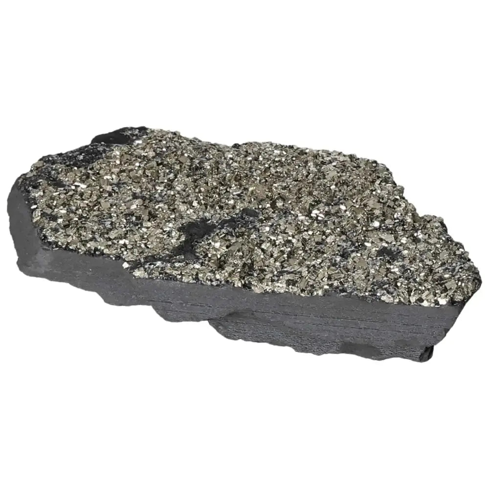 Pyrite With Basalt stone, showcasing the sparkling gold tones of Pyrite and the dark grounding Basalt. Ideal for personal growth and confidence.
