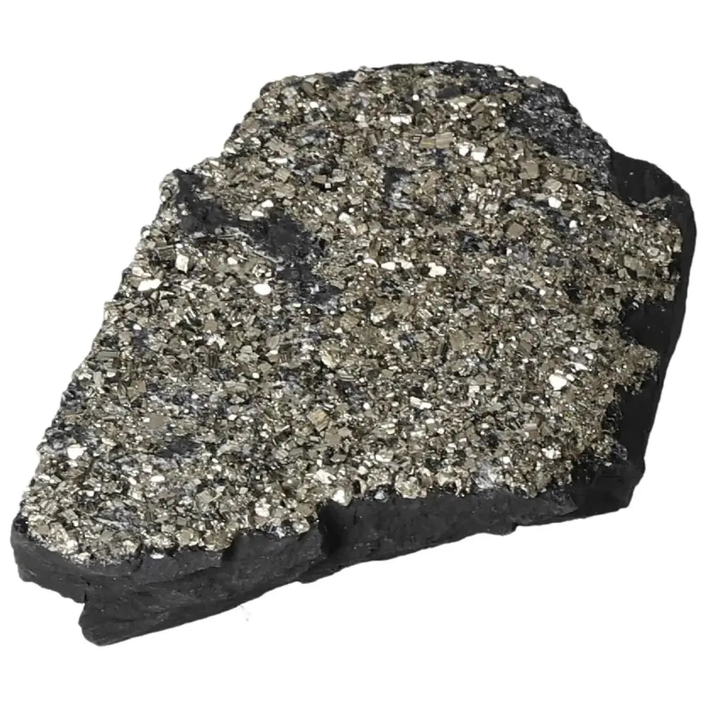 Pyrite With Basalt crystal from Sylvia Crystals, showcasing vibrant pyrite energy and grounding basalt essence for personal growth.