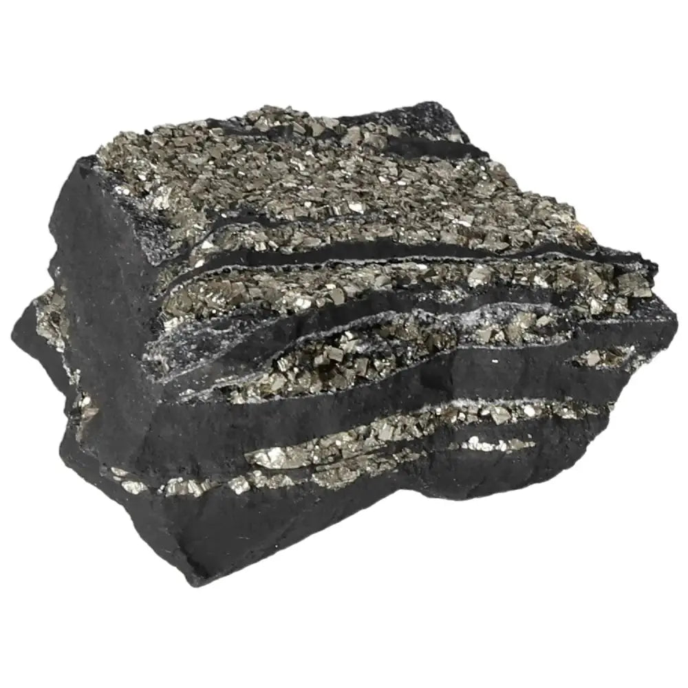 Close-up of Sylvia Crystals' Pyrite With Basalt, showcasing premium handpicked quality and conscious luxury in natural stone.