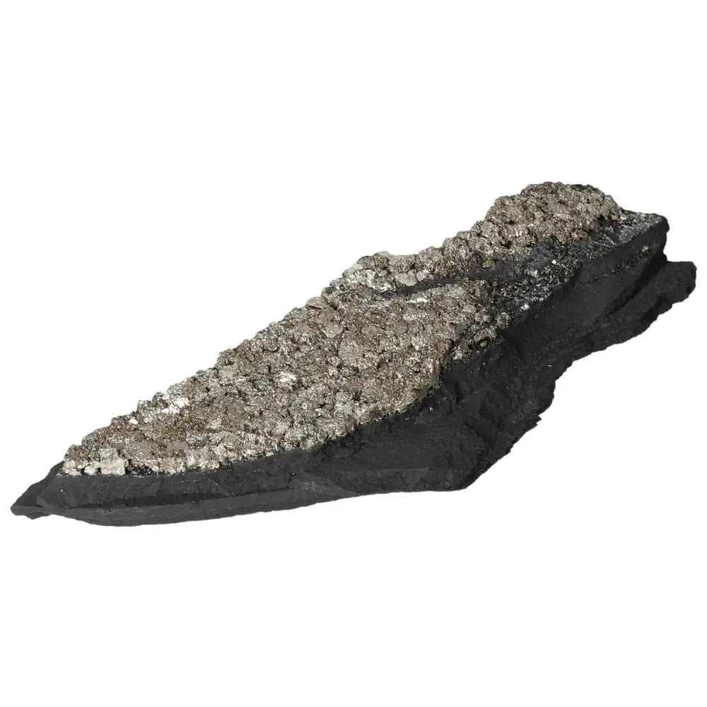 Sparkling Pyrite with Basalt crystal from Sylvia Crystals, showcasing vibrant energy and grounding strength.
