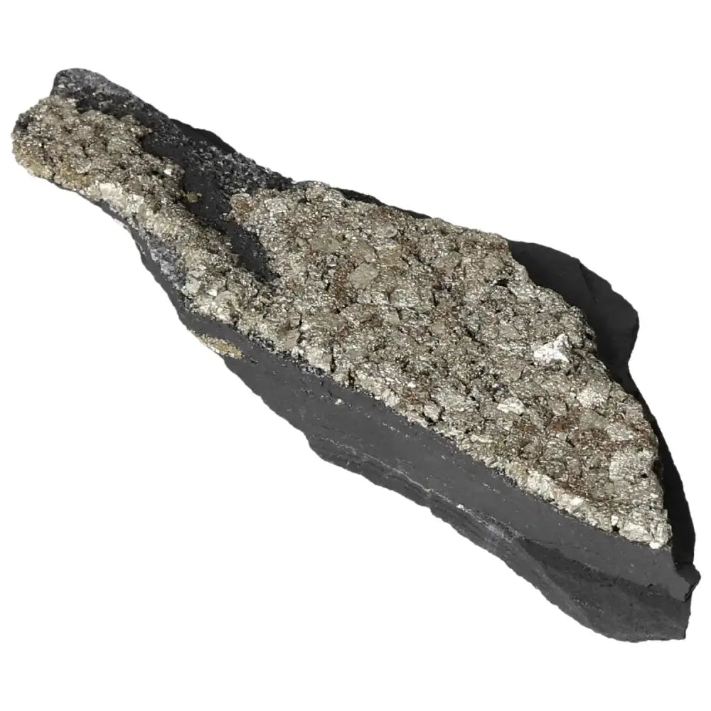 Pyrite with basalt crystal slab showcasing premium quality and transformative energy from Sylvia Crystals.