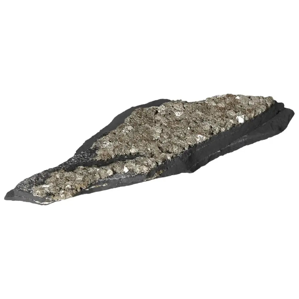 Pyrite with Basalt crystal, offering creativity and stability from Sylvia Crystals. Premium quality with transformative attributes.