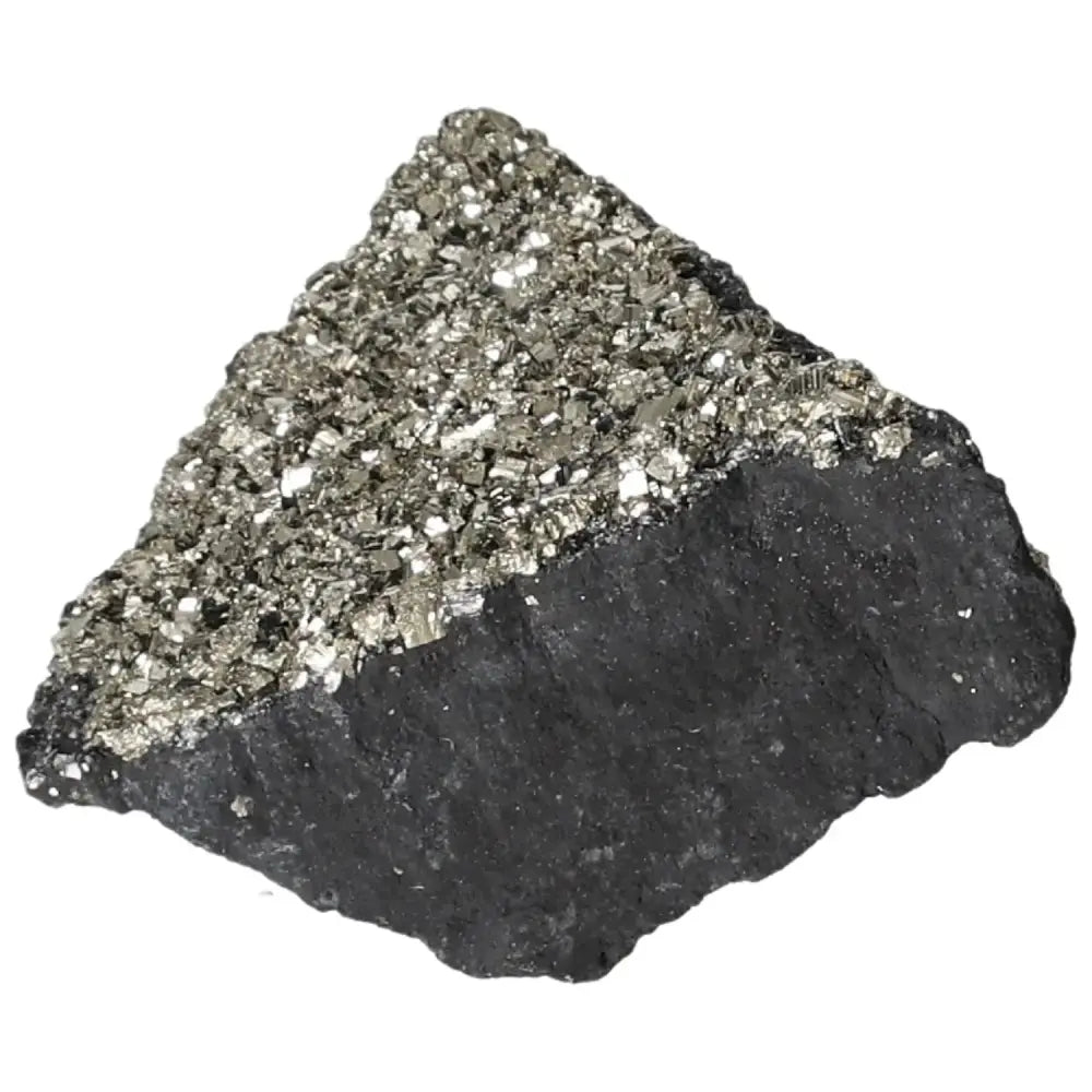 Pyrite with Basalt crystal from Sylvia Crystals, showcasing luxury and spirituality in a stunning design.