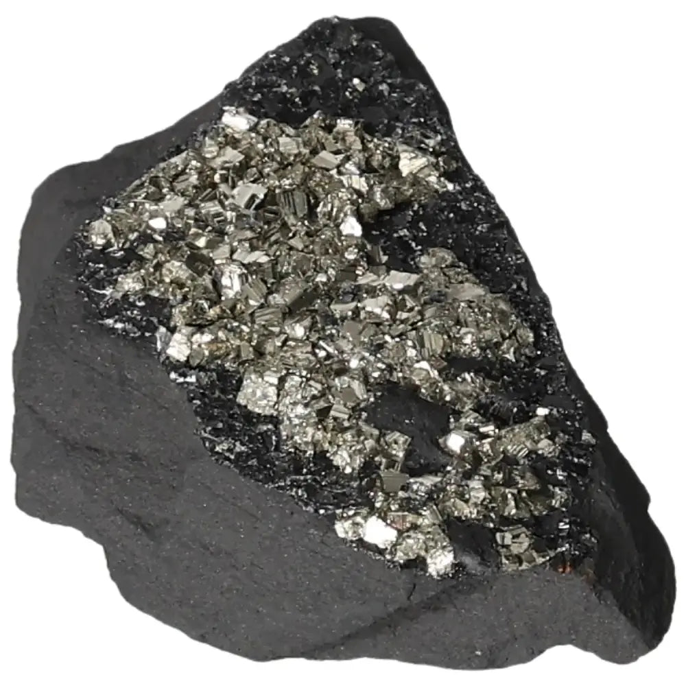 Pyrite With Basalt crystal from Sylvia Crystals, known for energy-boosting properties and mental clarity.