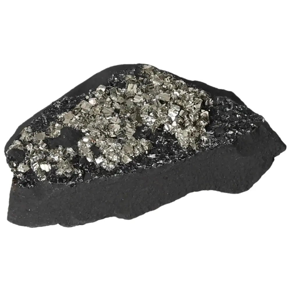 Pyrite with Basalt crystal from Sylvia Crystals, showcasing unique synergy and energy-boosting properties for creativity and clarity.