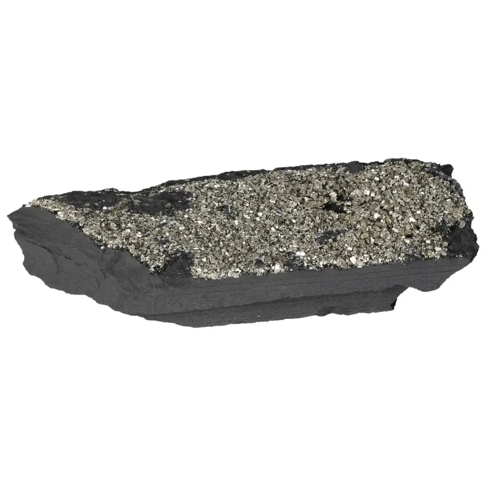 Pyrite crystal on basalt rock, luxurious and transformative, from Sylvia Crystals. Ideal for enhancing independence and creativity.