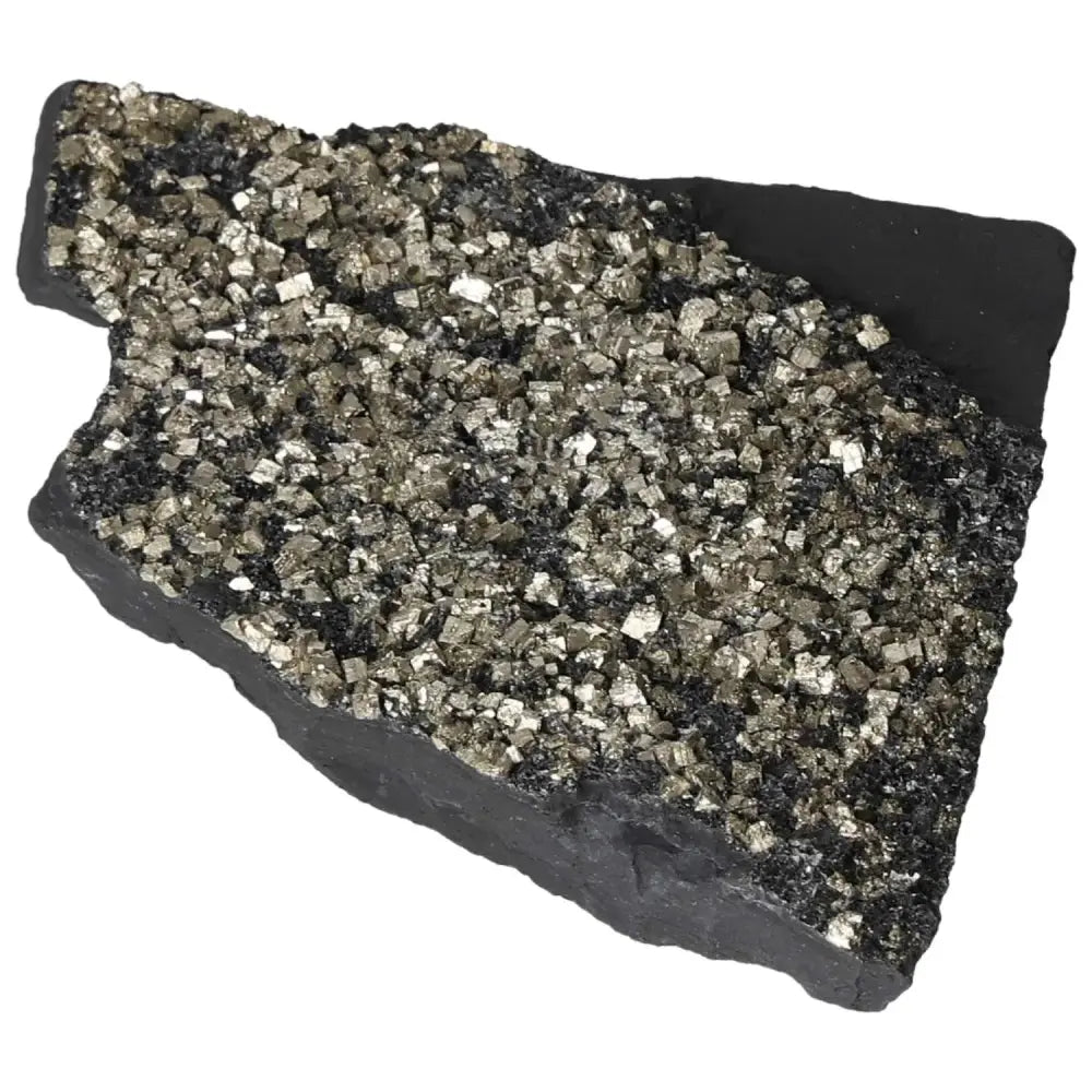 Premium Pyrite With Basalt mineral by Sylvia Crystals, showcasing luxury and spiritual empowerment properties.