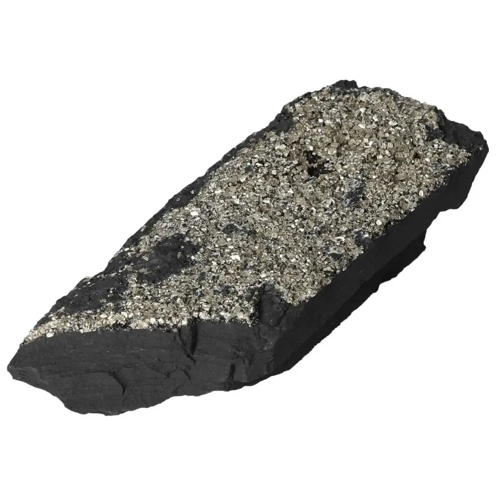 Elegant Pyrite with Basalt crystal from Sylvia Crystals, offering luxury and transformation for creativity and independence.