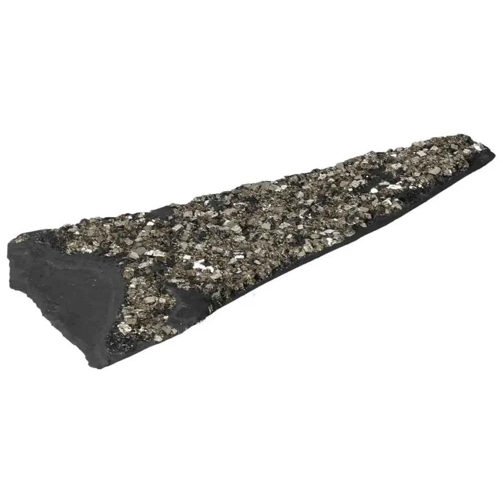 Sylvia Crystals' Pyrite With Basalt, metallic pyrite on grounding basalt, enhancing elegance and spiritual enrichment.