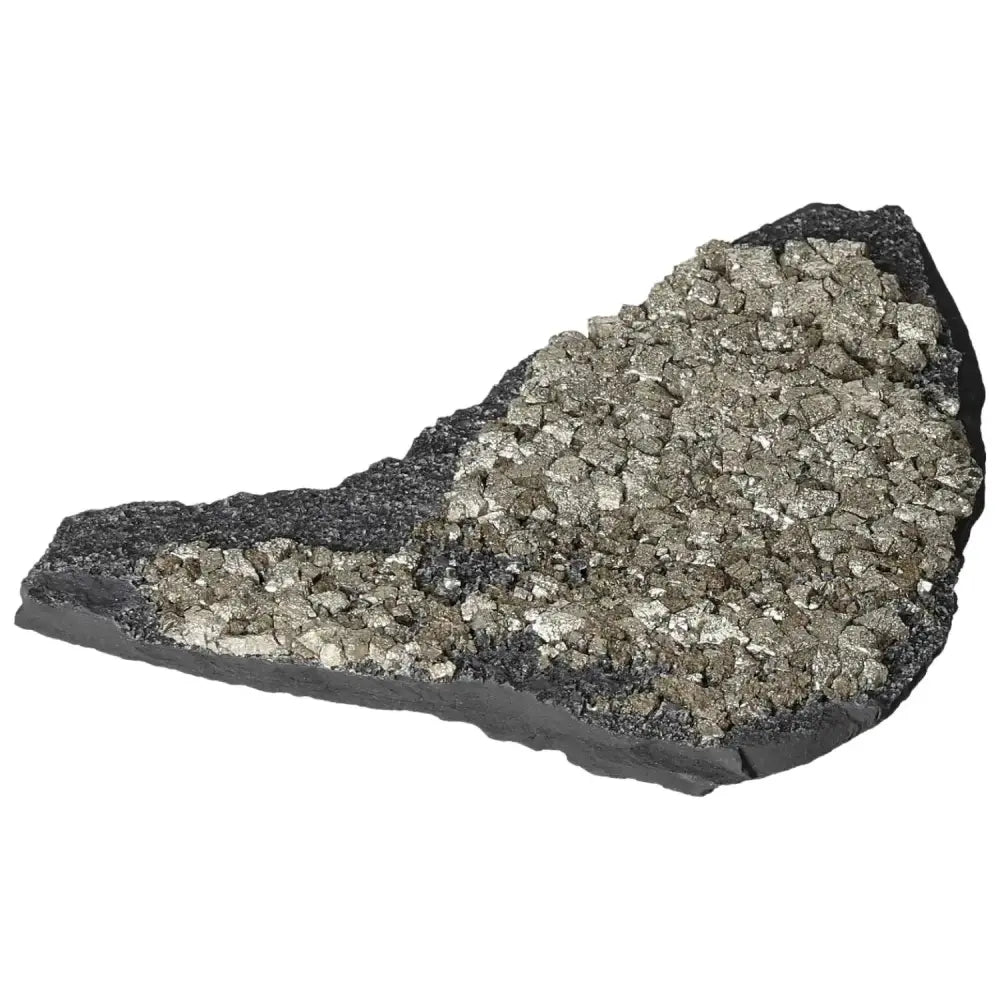 Natural Pyrite with Basalt stone, showcasing sparkling golden Pyrite embedded in dark Basalt, perfect for energy and courage.