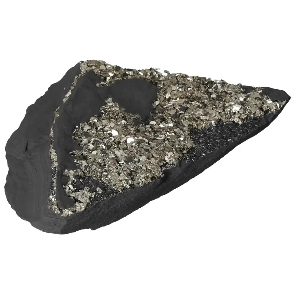 Exquisite Pyrite With Basalt crystal from Sylvia Crystals, showcasing shimmering pyrite on dark basalt for personal growth.