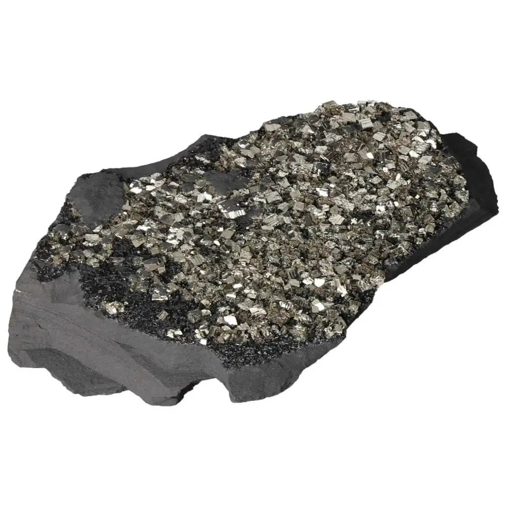 Pyrite with Basalt crystal from Sylvia Crystals, promoting mental and material independence with transformative energy.