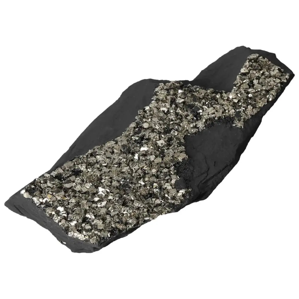 "Elegant Pyrite with Basalt Crystal, Handpicked by Sylvia Crystals, Combining Resilient Pyrite and Grounding Basalt for Empowerment."